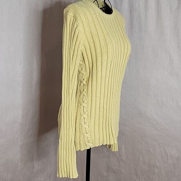 BANANA‎ REPUBLIC Gold Yellow Cotton Cable Knit Sweater Small - Picture 4 of 6